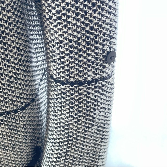 Chicos Black White Tweed Cotton Blend Open Front Tunic Cardigan Sweater Sz L/XL - Picture 7 of 11